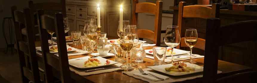 dinnerware set on brown wooden table