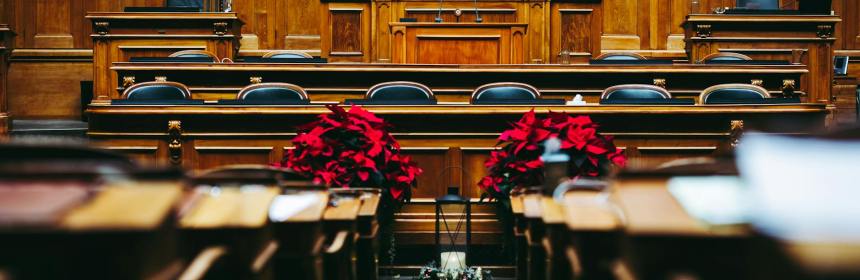 wooden interior of a courthouse